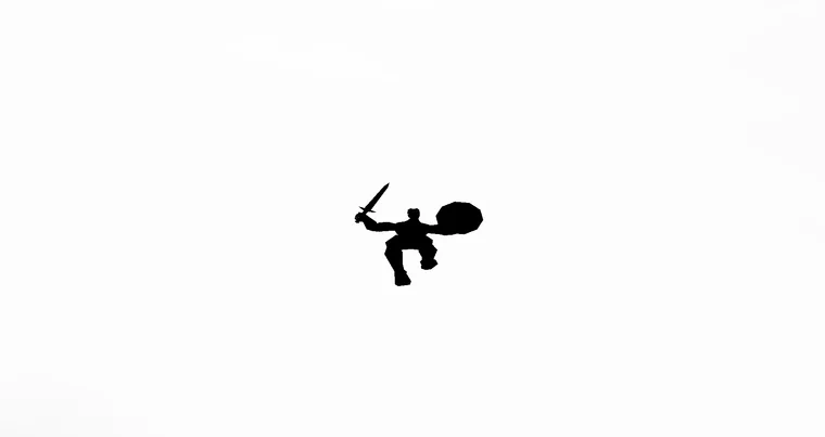 La silueta de un personaje cayendo en un espacio blanco sin horizonte ni referencias.